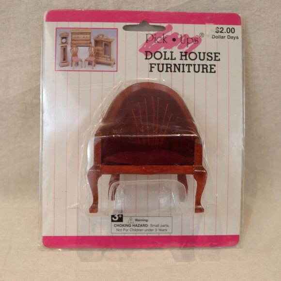 Vintage Pick Ups Dollhouse Furniture Red Chair Miniature Sealed 1980s - Picture 2 of 7
